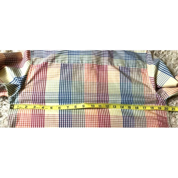 Orvis Men's Wrinkle Free Cotton/Poly L/S Button Shirt Rainbow Madras Plaid Small - Picture 4 of 6